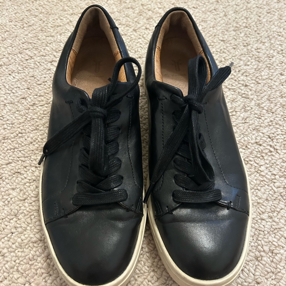 Frye Black Leather Lace-Up Sneakers